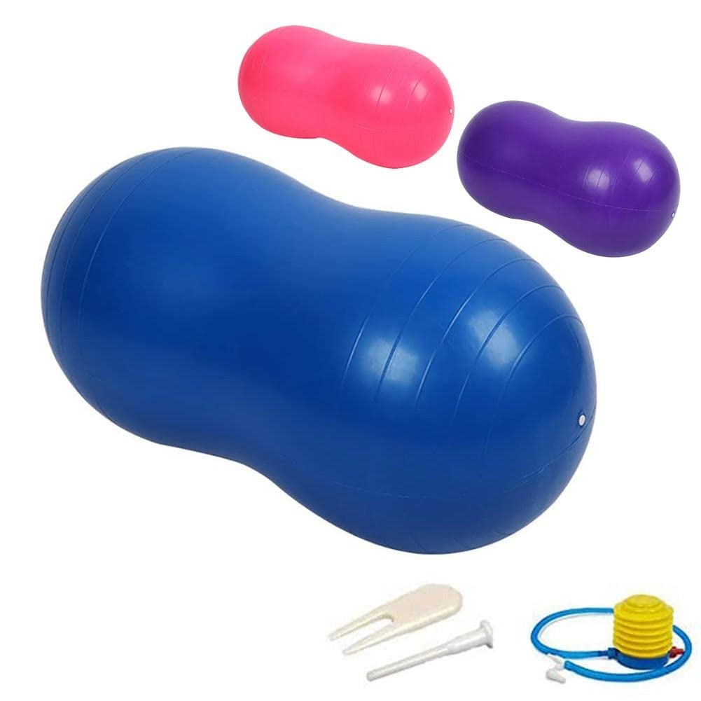 Pelota De Yoga Pilates Bola de Yoga Inflable Peanut Ejercicio Bola explotar Bola de Equilibrio Grueso con la Bomba Manual for la Fitness de Yoga Terapia física Pelota De Yoga(United States)