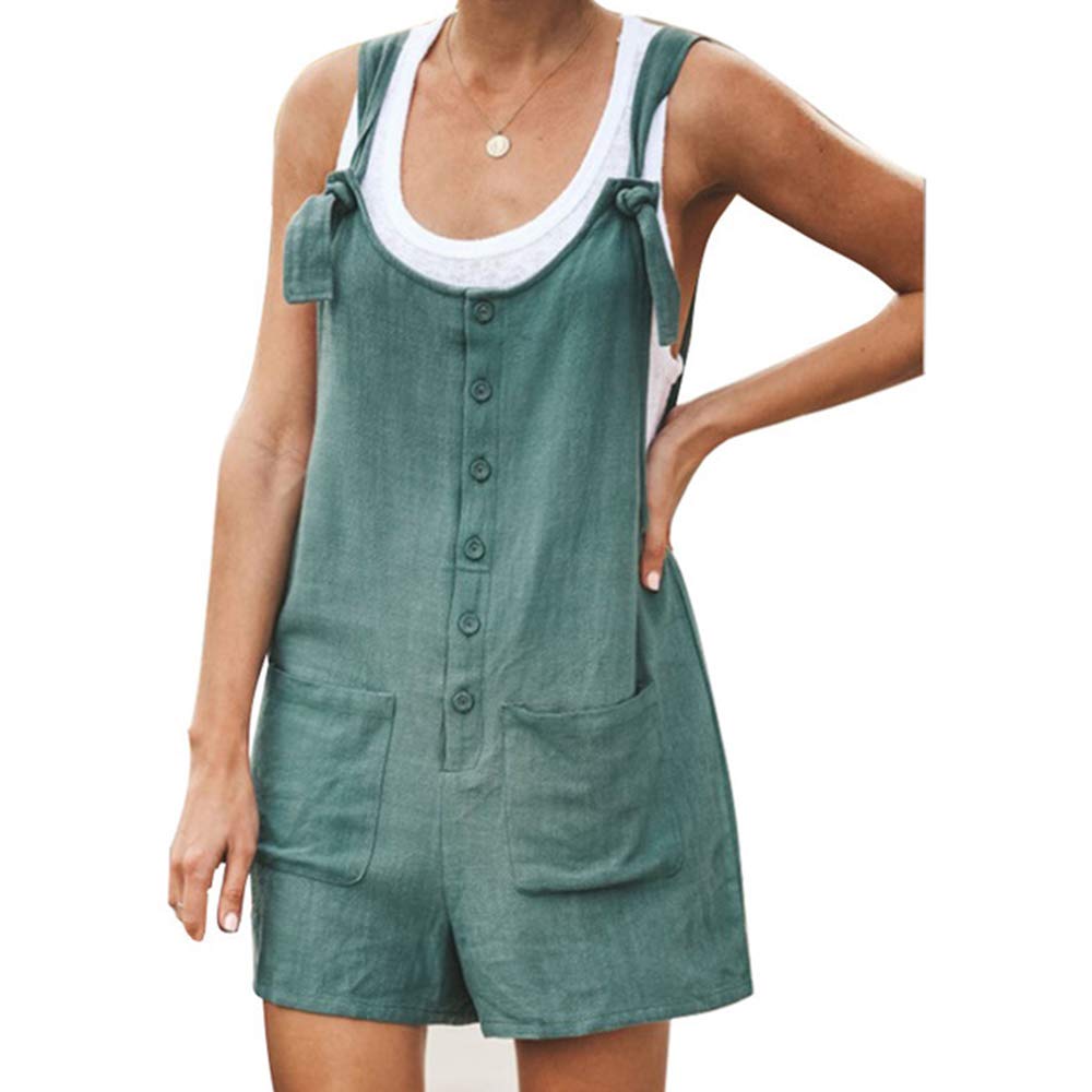 Chickwin Elegante Verano Monos de Mujer Cortos Casual Color Sólido Jumpsuits, Talla Grande Moda Baggy Playa Petos de Pantalón Corto con Bolsillos Fiesta Overoles