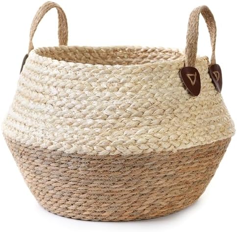 Pot for Artificial Tree Indoor (10" D x 12" H, Woven Plant Basket...