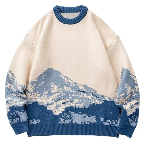 Yimoon Men Sweaters Oversized Graphic Casual Cable...