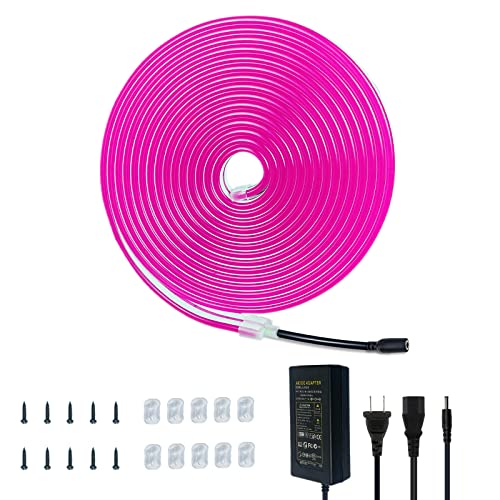 Dsjjbll Flexible Neon Rope Strip Night Light,Outdoor Indoor Led Cut Freedom 16.4Ft/Set Power Supply/Clip Included (Pink) #TOP21
