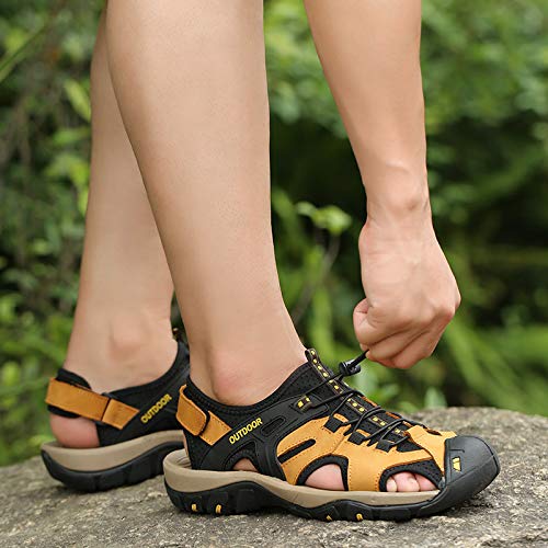 Men's Leather Sandals Closed-Toe Casual Sport Athletic Trail Walking Shoes for Men4