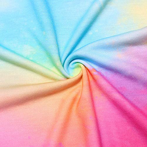 Image of JESKIDS Girls Short Sleeve Shirts Ruffle Tie Front Unicorn /Tie Dye Print Summer Tee Tank Tops 3-11 Years