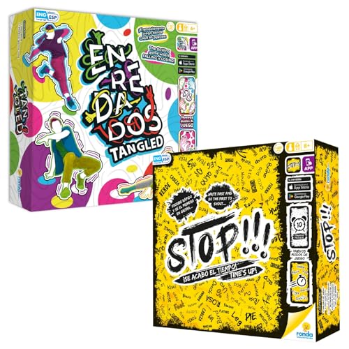 RONDA Family Game Bundle: Stop Board Game and Tangled Twister-Style