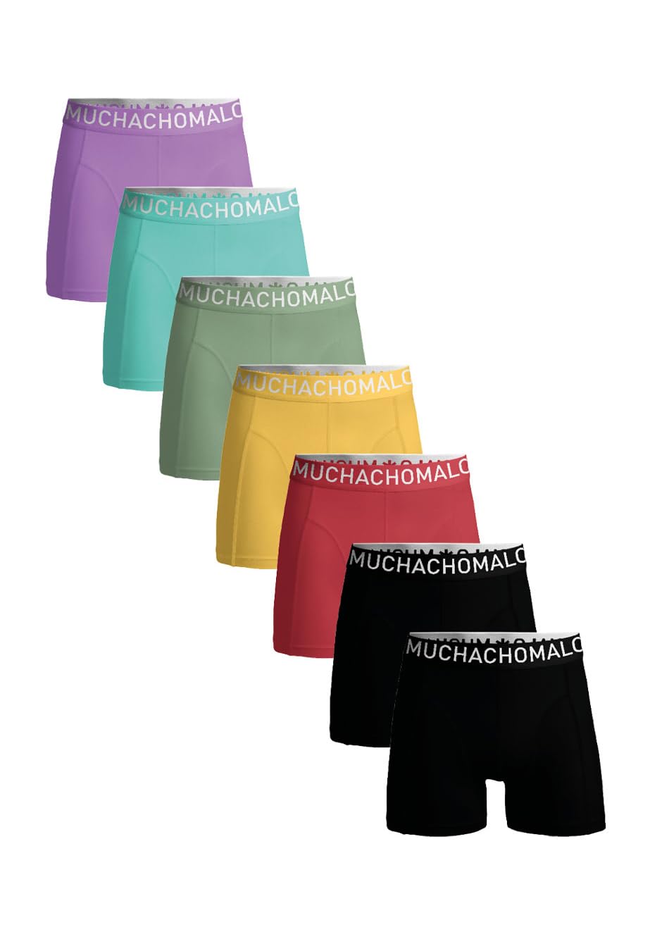 Muchachomalo Calzoncillos para Hombre, Ropa Interior Lisa de Algodón para Hombre, Pack de 7 Unidades, Bóxers Lisos de Corte Clásico con Cintura Elástica