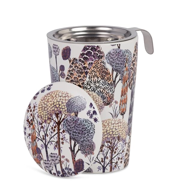 Eigenart Teaeve Patagonia Tasse à thé isolante à double paroi en porcelaine avec passoire en acier inoxydable et couvercle 350 ml 9,5 x 15,5 cm