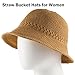 Straw Bucket Hats for Women Fashion - Colorful Crochet Bucket Hat Rainbow Paper Woven Sun Hat Summer Beach Cute Lightweight Foldable Hats