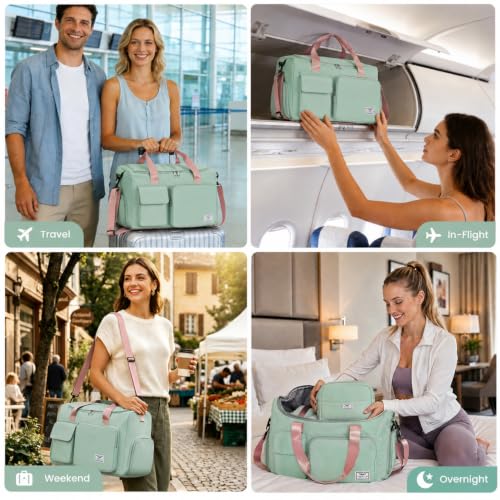 Image of FIORETTO Women's Gym Duffle Bag with Shoes Compartment, 30L Capacity, Ideal for Travel, Gym, Sports, Duffel, Weekender