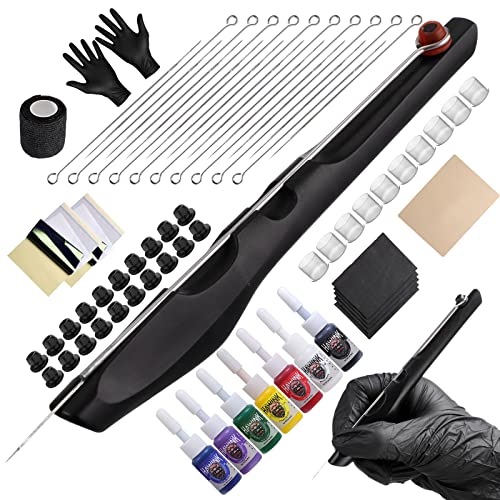 HAWINK Hand Poke a Stick Tattoo Kit Kit de herramientas de tatuaje DIY Kit con 7 tintas 20 PCS...
