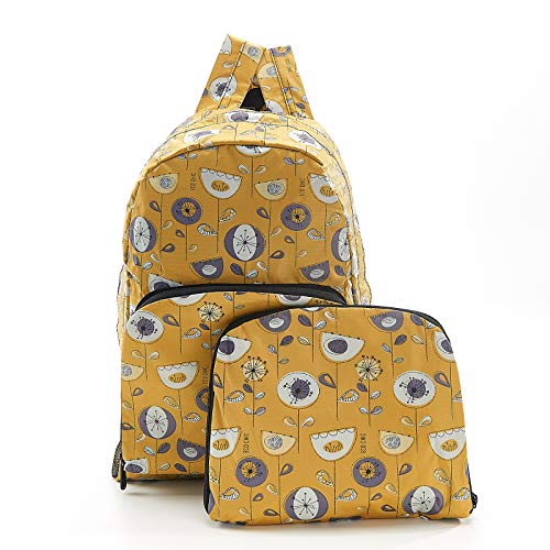 Eco-Chic Foldable Backpack (Mustard 1950's Flower, Medium)