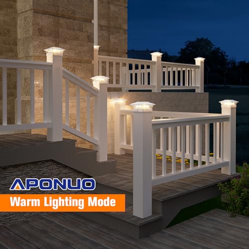 APONUO Poste de luzes solares ao ar livre, RGB e modo de iluminação quente, 16 LEDs, luzes solares p