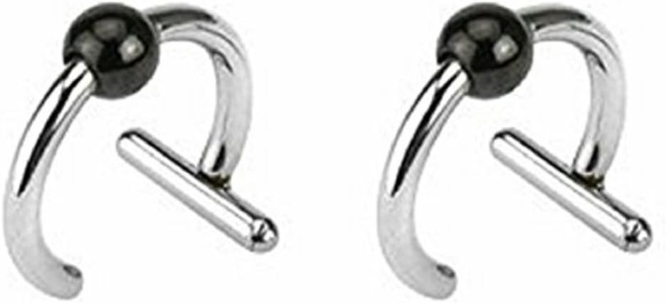 Body Accentz Plugs Earrings Rings Fake Illusion Non Piercing T-Bar Captive Bead Ring Titanium Plated 14g Black