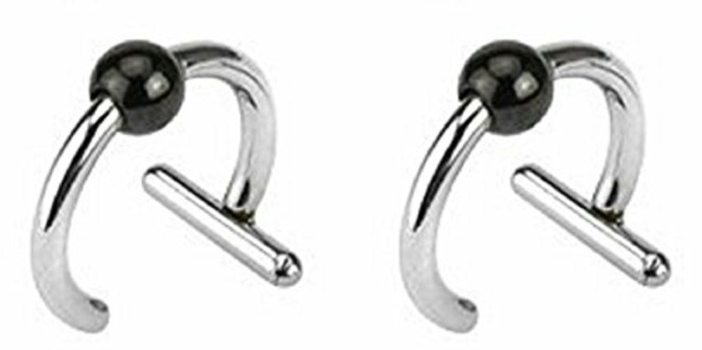 Body Accentz Plugs Earrings Rings Fake Illusion Non Piercing T-Bar Captive Bead Ring Titanium Plated 14g Black