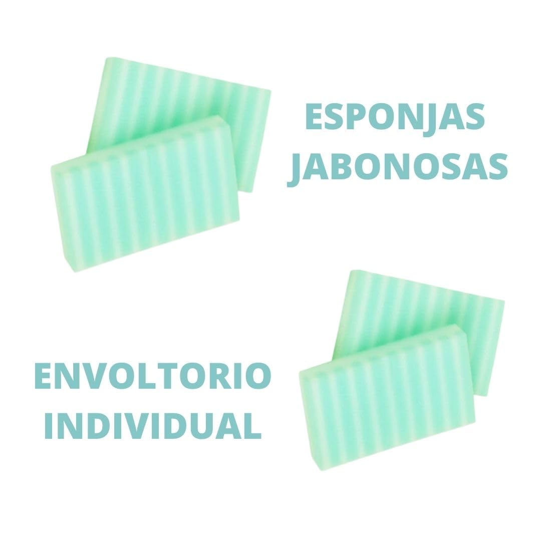Obulco Belleza - Esponjas Jabonosas Desechables de un Solo Uso - Esponjas de Baño con Gel de Aloe Vera Dermatológico Hipoalergénico - Uso Adulto Bebé y Niño Sin Apena Agua - 20 unidades
