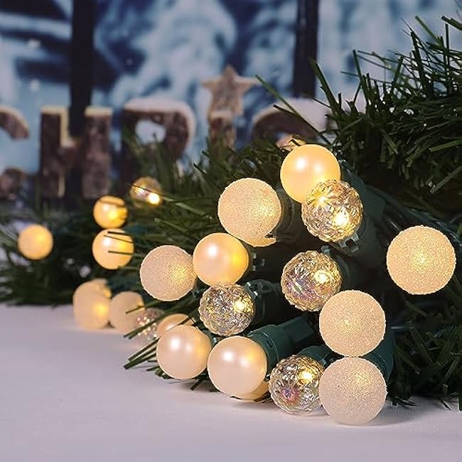 Christmas Lights Warm White 70 LED G15 Glass Blubs Globe String Light Plug in ETL Certified Outdoor Indoor String Light for Holiday Party Christmas Tree Patio Party Garden Yard Gazebo Wedding Decor