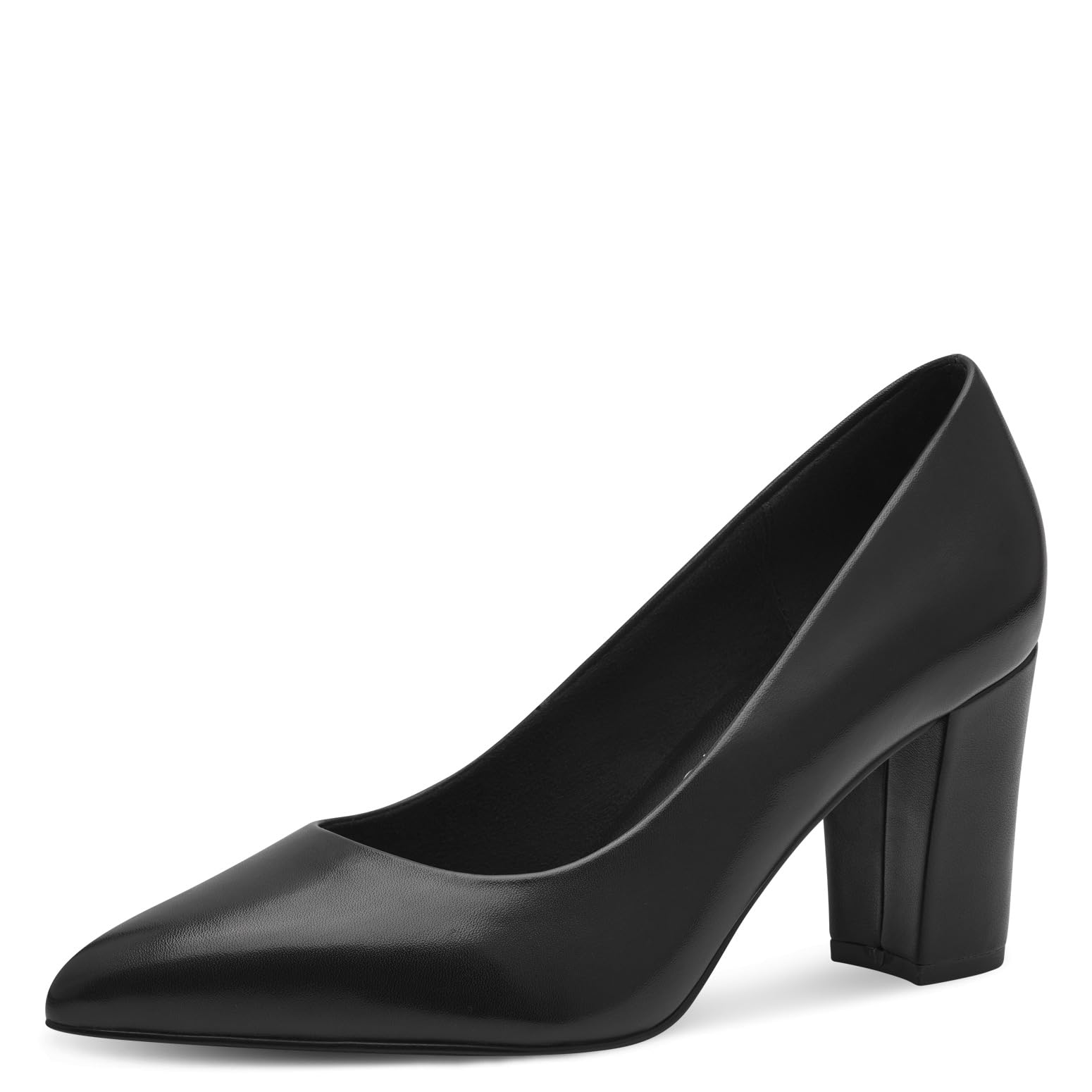 MARCO TOZZI Women's Leather Block Heel Court Shoes, Black (Black Nappa), 4 UK