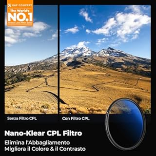 K&F CONCEPT Nano-Klear 67mm Filtro Polarizzatore Circolare con Tappo + Un Panni di Puliziaper per Obiettivo Fotocamera, Ultra Sottile CPL Filtro in Vetro Ottico con Nano Rivestimento a 18 Strati