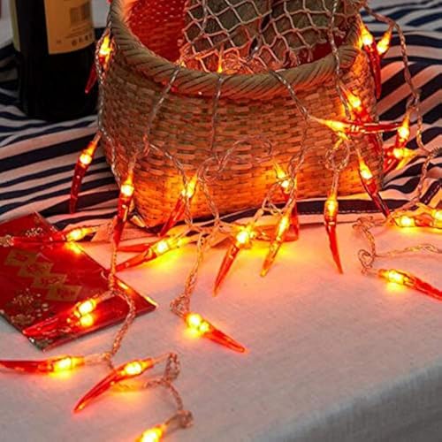 OKBA 2pack red Chili Pepper String Lights 40 LED Pepper String lamp Indoor Kitchen Decor Outdoor Mexican Decorations Light Battery Powered for Chinese New Year Holiday Party Christmas Home Decor
