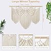 UXORSN Arazzo da Parete Bohémien Macramè Beige 110x82cm Fatto a Mano Cotone Legno Arazzi Con Nappa Decorazione Muro Bohémien per Camera da Letto Soggiorno Finestra dormitorio da Appendere Ornamento #2