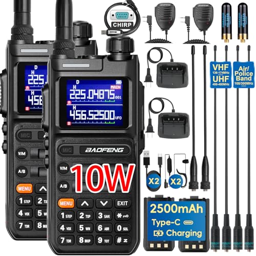 BAOFENG UV26 Ham Radio 10W (New Gen 5RM) Long Range Handheld Rechargeable Walkie Talkies with Programming Cable,Speaker Mic,Earpiece & 2500mAh Type-C Battery,Multi-Band Two-Way Radio, 2 Pack Full Kit