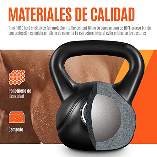 Yaheetech Kettlebell 4 Pieces Kettlebell 2/4/6/8 kg Pour l'entraînement à Domicile ou Gym Exercices de Musculation Poignée Antidérapante Noir – Image 6