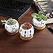 T4U 2.5 Inch Ceramic Succulent Planter Pot with Bamboo Saucer Set of 3, Cactus Plant Pot Flower Pot Container Planter Gift for Home Office Indoor Decoration Blue and White Pots