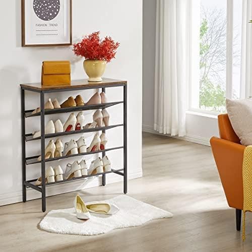 シューズラック 5段 メッシュ棚 靴棚 下駄箱 オープンラック 16足用 シューズラック 5段 メッシュ棚 靴棚 下駄箱 オープンラック 16