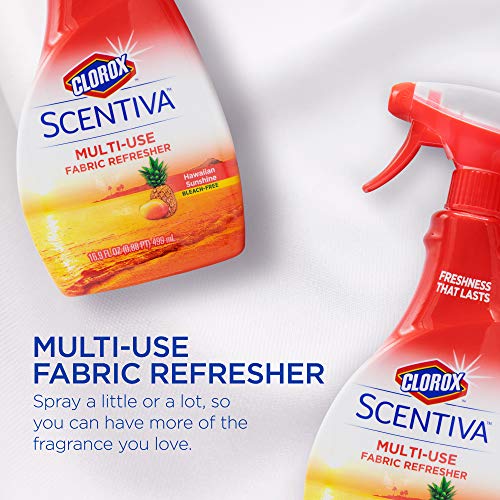 Image of Clorox Scentiva Multi-Use Fabric Refresher Spray Bundle, Hawaiian Sunshine & Fresh Brazilian Blossoms, 16.9 Fl Oz Each - Fabric Freshening Spray, Fabric Deodorizer - Long Lasting Freshness