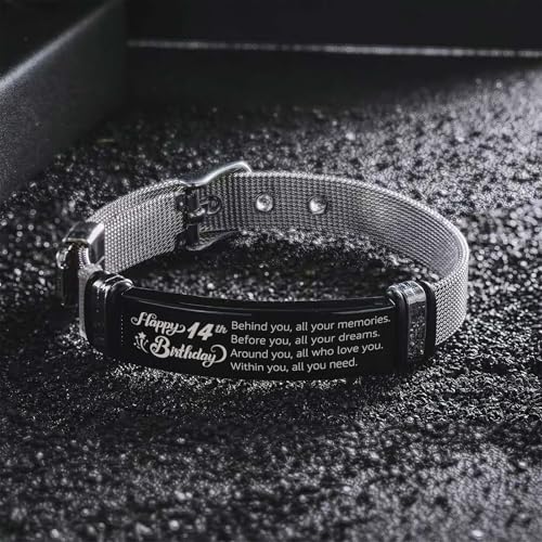 Image of Happy Birthday Stainless Steel Bracelet Engraved with Inspirational Message Customized for Son,daughter,friends,sister,brother