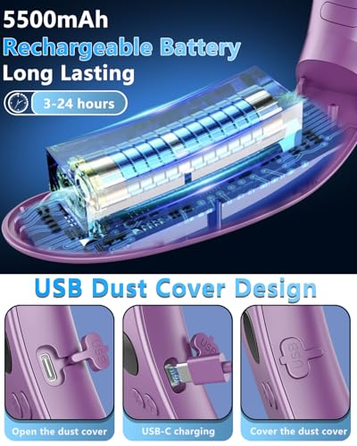 Image of Neck Fan with Cooling Plate,Powerful Cooling 5500mAh 24H Long Battery,5 Speeds Portable AC Cooler Function,LED Display USB Hands Free Bladeless Wearable for Men Women Kids Office Home Travel Azure