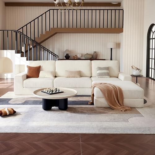 Vorthio 306cm Modulares Wolkensofa, Modernes L-förmiges Sofa Ohne Knochen Mit Tiefer Sitzfläche Für Wohnzimmerwohnungen, Cord (Beige), Kein Zusammenbau Erforderlich Vorthio 306cm Modulares Wolkensofa, Modernes L-förmiges Sofa Ohne Knochen Mit Tiefer Sitzfläche Für Wohnzimmerwohnungen, Cord (Beige), Kein Zusammenbau Erforderlich
