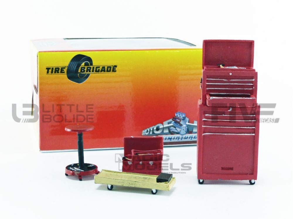 Tire Brigade 4 Piece Tool Set Red 1/18 by Motorhead Miniatures 189