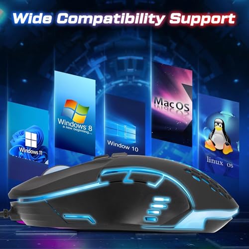 Image of Ant G30 Gaming Mouse, Wired Mouse with RGB Backlit and Adjustable DPI, Ergonomic Office Laptop Mouse, Computer Gamer Mouse with 7 Responsive Buttons for Windows /Mac /Linux /Chrome