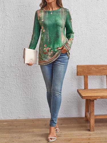 Image of AUTOMET Women's Long Sleeve Crewneck Shirts Casual Basic Tops