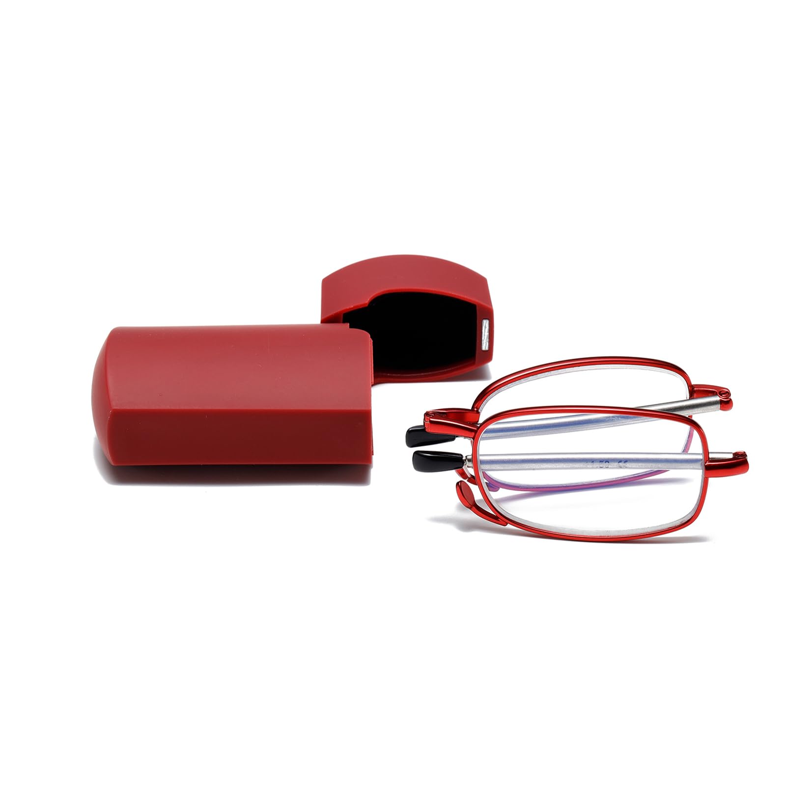 Hubeye Gafas de lectura plegables de metal con bisagras de resorte y patillas telescópicas Anteojos de lectura anti luz azul con estuche de bolsillo portátil 2.50