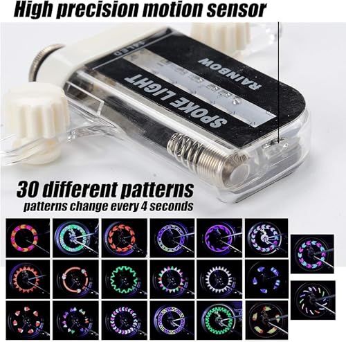 Image of Bicycle Spoke Lights, Waterproof LED Bike Wheel Lights with 30 RGB Patterns, Motion Sensor Tire Lights for Kids & Adults, Safety Cycling Wheel Light for MTB, Road Bike & Night Riding (1)