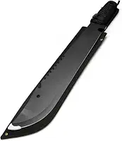 Lucena Facão Full Teng Militar Tático, Lâmina Preta 36cm em Aço Inox, Cabo 14cm, para Camping, Pesca, Trilhas, Caça, com Bainha em Poliéster