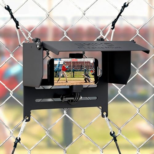 OHIYO Cellphone Fence Mount with Shade for Baseball Fence Game Changer Mounting Kit Compatible with iPhone GoPro Mevo Action Cameras for Recording Football Softball Rugby Tennis Games (Black)