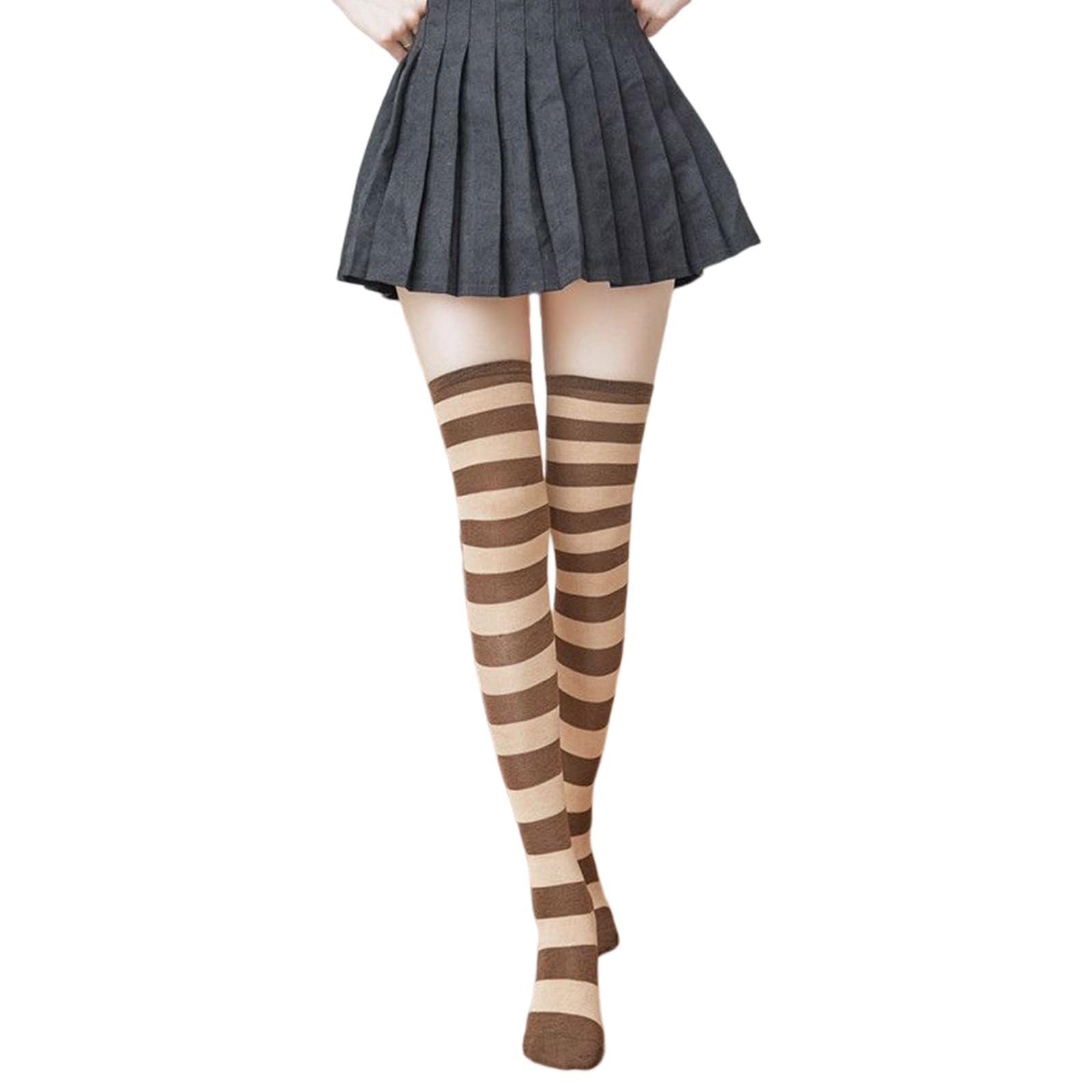 Maxtonser Thigh High Socks for Women Girl Long Socks Colorful Stripe Socks over the Knee Hosiery Sock Polyester Stocking