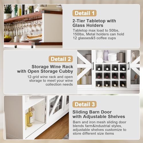 Pakaseptfarmhousewinebarcabinetwithledlightsliquorcabinetcoffeebarcabinetwslidingbarndoorglassracksideboardbuffetcabinetwithstorageshelvesforlivingdiningroomhomewhite Urban Country Home Decor Pakasept farmhouse wine bar cabinet with led lights liquor cabinet coffee bar cabinet wsliding barn doorglass racksideboard buffet cabinet with storage shelves for livingdining roomhomewhite urban country home decor