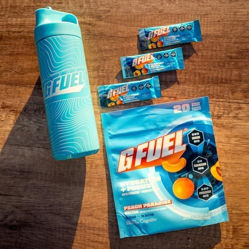 Miniatura 6 de G Fuel Electrolitos en polvo para hidratación instantánea y enfoque, electrolitos sin azúcar, paquete variado de limón, naranja, melocotón, fresa,