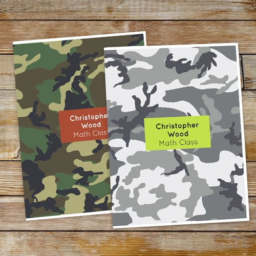 Personalized Camo Folder Set of 2, 9" x 12", 2 Interior Pockets, School