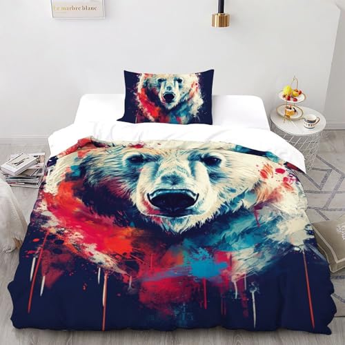 Housse de couette ours en microfibre 135x200 cm avec taie d'oreiller - 2