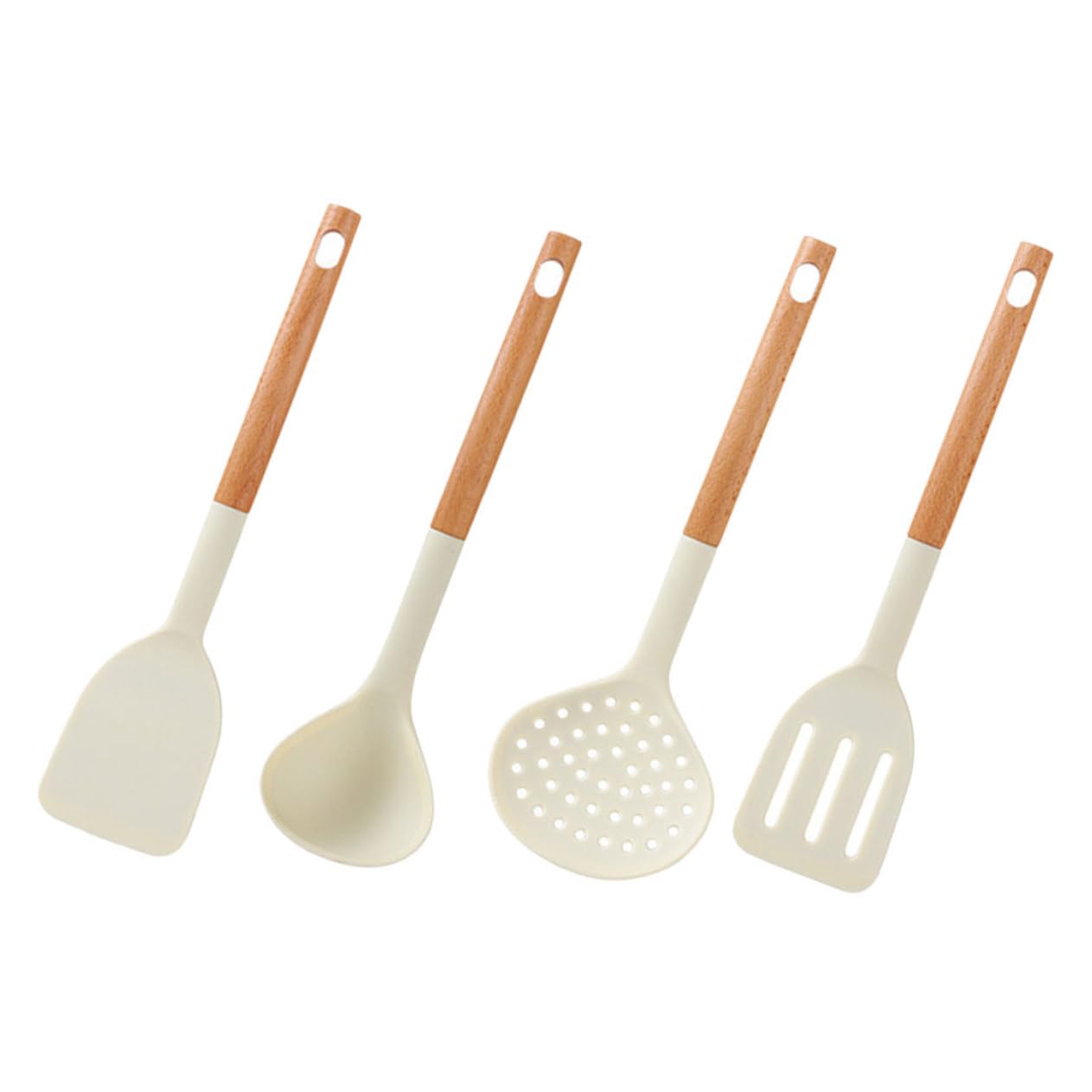 Utensili da Cucina in Silicone Spatola e Cucchiaio per Appendere Manico Termoisolante Antiscottatura Resistente alle Alte Temperature per Cucinare in Casa