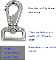 Vista 4 de DGOL Metal Heavy Duty Gatillo Giratorio Ojo Snap Clips Cierre de cincha Cinturón Ganchos de resorte para mascotas, plateado