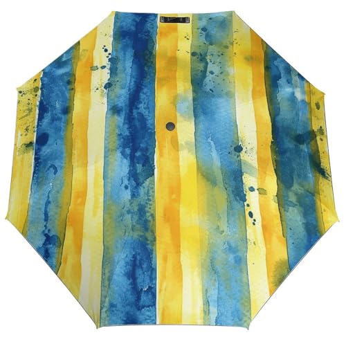 Parapluie à 3 volets automatique jaune et bleu imperméable pour homme et femme