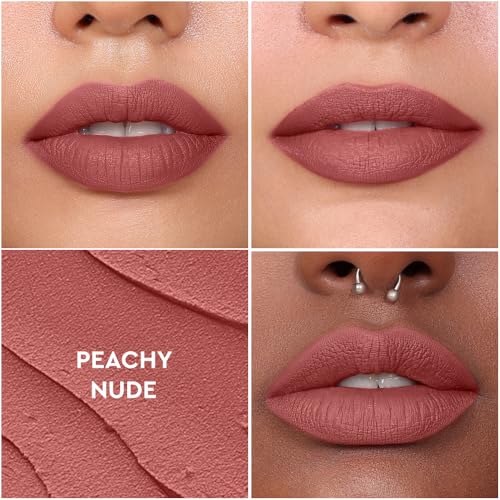 Image of Kiro Non-Stop Airy Matte Liquid Lipstick - Peachy Nude (Warm Dusty Peach), 5ml | Super-Pigmented, Long-Lasting, hydrating | Waterproof, Smudge-Proof, Lightweight | Infused with Avocado & Apricot Oil