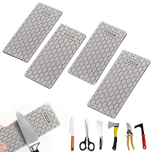 Piedra de afilar de diamante de 4 Uds., piedra de afilador de superficie de panal, para afilar cuchillos sin filo de cocina herramienta de piedra de afilar grano 400/600/1000/1200