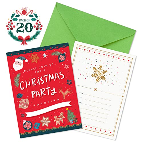 Joyful Toys Christmas Party Invitations With Envelopes Pack Of 20 | Christmas Party Invites 5" X 7" Cards - Ideal Christmas Party, Fill In Style Holiday Party Invitations #TOP25