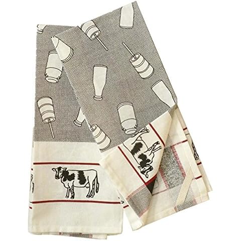 India Overseas Dairy Farm Cotton Dish Towel, Set of 2 Cover